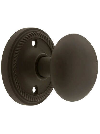Rope Rosette Style Door Set With Round Brass Knobs Oil-Rubbed Bronze.